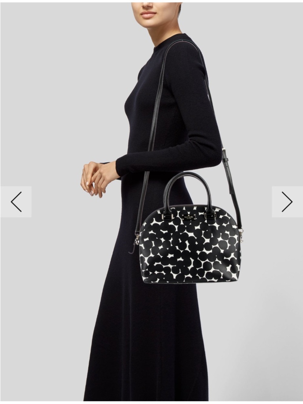 Kate Spade New York Grove Street Printed Dot Carli Satchel.Black/White. EUC